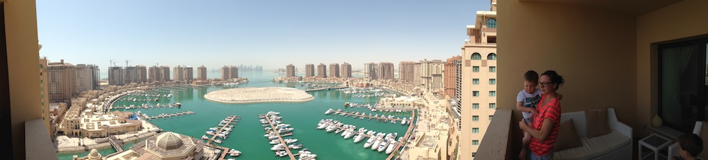 Udsigt fra Christian og Anne Maries terrasse i Doha