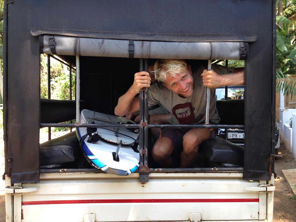 Rasmus i Marty's truck på vej mod SK-Town
